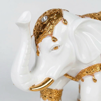Elephant Ornament Statue Resin Collectible, Gold Elephant Figurine for Living Ro #variant:White Gold