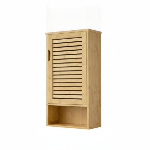Bamboo Storage Cabinet Minimalist Wall-Mounted Cupboard Space-Saving for Kitchen