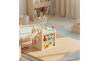 Color Recognition Wooden Activity Cube Multifunction Wooden Bead Maze Cube Hand Eye Coordination Educational Busy Box Fine Movement Skills for Toddlers, Babies, Preschool, Nursery, Kindergarten