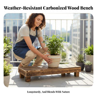 Slatted Wood Riser Bench adaptable Plant Stand Space-Saving for Gift Givers