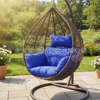 Padded Egg Chair Cushion with Headrest Thick Hanging Chair Cushion with Headrest for Patio, Balcony, Reading Nook