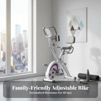 Space Saving Foldable Exercise Bike Quiet Operation Folding Exercise Bike Adjustable Padded Seat Foldable Indoor Cycle LED Display for Seniors