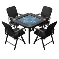 折叠棋牌桌竞技掼蛋扑克桌赛事桌棋牌麻将桌皮质软包圆形折叠桌