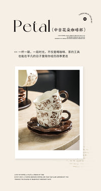 咖啡杯碟田园风复古北欧高级感高颜值带杯架陶瓷杯碟组合套装批发