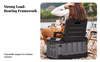 Foldable Design foldable Seat Box with Backrest Large Capacity Outdoor gear Weather-Resistant Storage Trunk durableDuty Construction for outdoor adventurers, Car Owners, Camping, Fishing, outdoor dinings, Hunting