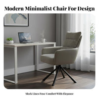 Light Luxury design Upholstered Shell Chair archedd Backrest rotate Seat Ergonomic Design Office Furniture with Casters for Home Workers, Students, Teens, Study Room, Bedroom