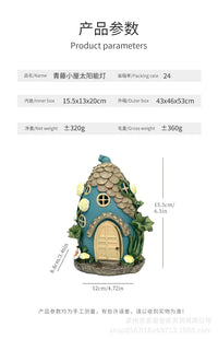 创意氛围庭院青藤小树屋造型树脂工艺品花园太阳能摆件家居布置