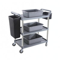 Three-Tier Serving Cart Rustproof Metal Cart with Bins Easy to Assemble Restaurant Trolley