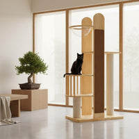 Wood Cat Climbing Structure Sturdy and Stable with Scratching Posts Space-Saving Vertical Design Pet Furniture