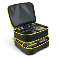 Large Capacity Power Tool Battery Storage Bag Adjustable Dividers Double Layer Battery Organizer Tear-Resistant Portable Charger Carrying Case Splash-Proof for Workshop