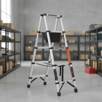 Foldable Step-Ladder Design Telescoping Ladder Adjustable Telescopic Step Ladder Portable Heavy Duty for Homeowners, Diyers