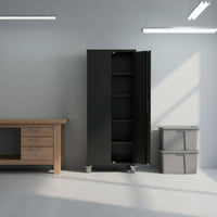 Metal Storage Cabinet Lockable Casters Rolling Storage Cabinet Removable Shelves Household Organizer for Office, Home