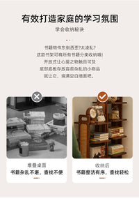 家庭阅读区布置儿童书架多层绘本收纳架实木落地置物架转角窄书柜