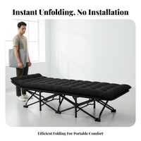Foldable Design Office Rest Bed Quick Unfold Single Folding Cot Space-Saving Collapsible Sleeping Bed No Assembly Required for Caregivers, Guests, Campers, Hospital