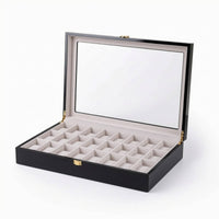 Watch Box with Clear Lid Rectangular Watch Case with Glass Lid Sheltering Organizer for Dresser