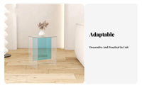Transparent Waterfall Table Minimalist Design Nightstand Space-Saving for Office