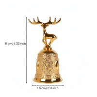 Ornate Deer-Shaped Hand Bell Decorative Bell with Deer Topper Portable Sturdy for Reception Desk, Dining Table, Restaurant