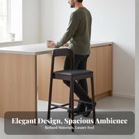 Wooden Bar Stool with supportrest Modern Minimalist Upholstered High Seat with support Support Comfortable Seating Easy to Clean