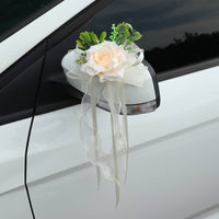2 Pieces Wedding Car Flower Reusable Mirror Flower Decoration Pre Assembled