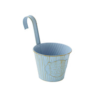 Hanging Planter Pot Distressed Metal Hanging Pot Ribbed for Fence, Gardeners
