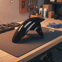 Glossy Black Motorcycle Front Mudguard Streamlined Mudguard with Mounting Bracket Direct Fit Front Mudguard Bracket Aftermarket