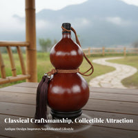 Natural Gourd Beverage Bottle With Carrying Cord Antique Design Gourd Bottle Portable Spirits Calabash Good Luck Symbol Hu Lu