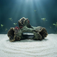 Tree Root Ornament Natural Wood-Look Aquatic Pets Hideout Cave Reddish Accents