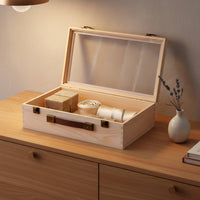 Wooden Box with Clear Lid Versatile Wood Box with Clear Lid Sleek Surface for Crafters, Home Decor