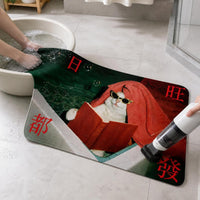 Cute Cat Absorbent Non-Slip Bathroom Mat for Toilet and Washbasin