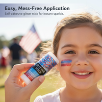 Mysense Red White Blue Body Glitter Stick for Independence Day Memorial Day Veterans Day