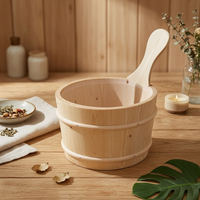 Sauna Water Pail Smooth Polished Wooden Sauna Pail Rustic Design