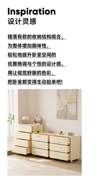 抽屉式收纳柜家用客厅多层储物柜塑料夹缝置物柜子卧室加厚床头柜 奶油风⭐40CM面宽-四层【一体发货免安装/送万向轮+支架】