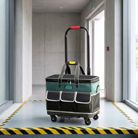 Canvas Tool Trolley Large Capacity Rolling Tool Bag Wear-Resistant for Electricians, DIY Enthusiasts, Home Repair, Construction Site