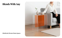 Transparent Waterfall Table Minimalist Design Nightstand Space-Saving for Office