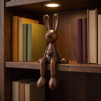 Hare Figurine with Dangling Legs Wood-Grain Bunny Shelf Sitter Rustic Hare Figurine for Windowsill, Desk