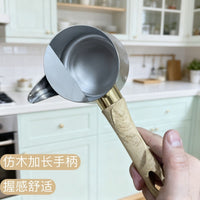 跨境不锈钢鹰嘴拉花杯咖啡奶泡打奶拉花缸花式防溢带盖长木柄奶杯