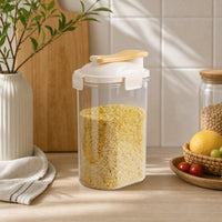 Moisture-Resistant Grain Storage Container with Lid Transparent Food Dispenser with Pouring Spout Airtight Food Storage Container with Lids Compact for Cabinet