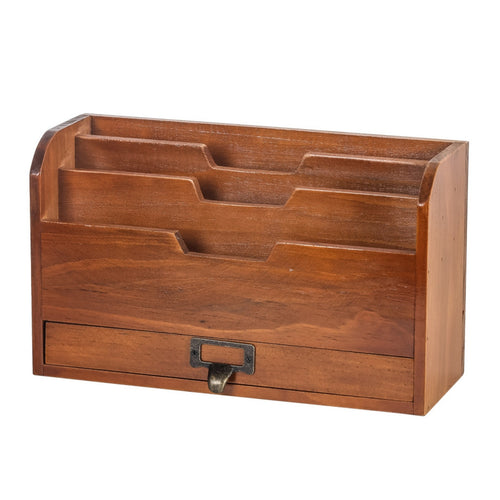 Desk Organizer with Drawer Vintage Mail Organizer with Drawer Space-Saving