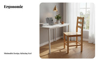 Ladder Back Chair Comfortable for Long Sitting Wooden Seat Anti-Slip Foot Pads