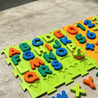 2 Pieces Alphabet and Number Puzzle Mat Soft Foam Puzzle Mat Non-Slip Sensory Activity Mats for Kids, Playrooms