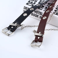 Punk Style Belt with Chain Decoration for Jeans, Faux Leather, Pin Buckle