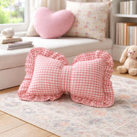 Bow-Shaped Pillow Cover and Insert Gingham Cushion Farmhouse Aesthetic