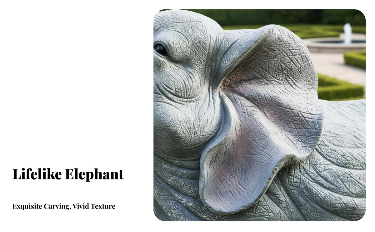 Realistic Elephant Sculpture Weather-Resistant Fiberglass Elephant Statue Sturdy Lawn Creature Artwork for Garden Enthusiasts, Family, Yard, Park