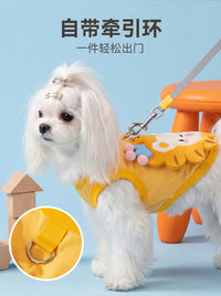 宠物背心夏季薄款透气猫狗牵引T恤萌系卡通小型犬泰迪比熊衣服