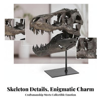 Resin Dinosaur Skull Open Jaw Decor Statue Bone-Like Details
