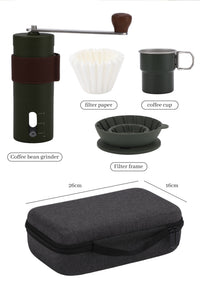 Portable Outdoor Hand Brew Coffee Set with Manual Grinder and Folding Cup