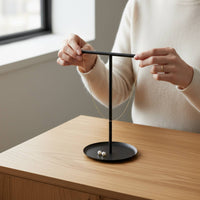 Necklace Holder with Tray Modern Minimalist Design Countertop Jewelry Organizer 2-Tier Crossbar Jewelry Stand Space-Saving