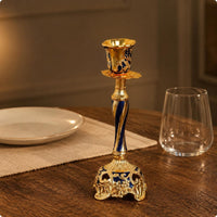 Zinc Alloy Candle Holder Carved Scroll Patterns Home Decor Tapered Stem