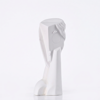 Abstract Face Art Statue for Office Living Room Bookshelf, Modern Ceramic Sculpture, Minimalist Desi - White