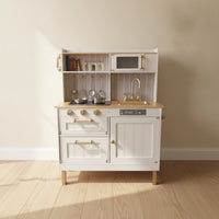 Wooden Play Kitchen Compact Pretend Play Kitchen Small for Kids, Young Children, Playroom, Nursery